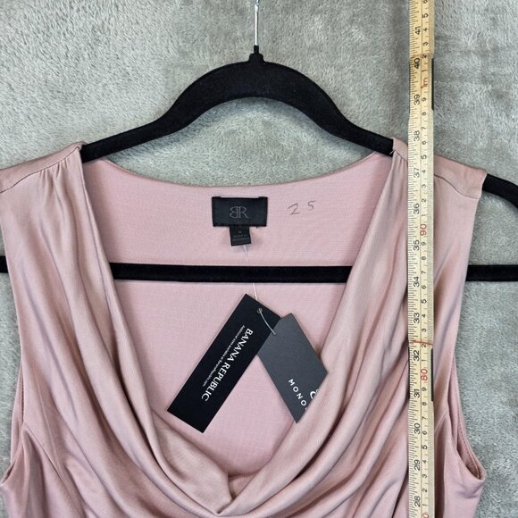 Banana Republic Dress Womens Small Cowl Neck Sleeveless Midi Ruched Monogram - Picture 8 of 13